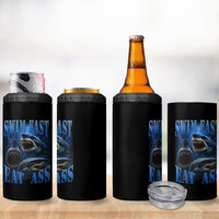 Retro Sharks 4 in 1 Can Cooler Tumbler Swim Fast Eat Ass Vintage 90s Bootleg Graphic - Wonder Print Shop