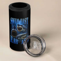 Retro Sharks 4 in 1 Can Cooler Tumbler Swim Fast Eat Ass Vintage 90s Bootleg Graphic - Wonder Print Shop