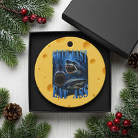 Retro Sharks Ceramic Ornament Swim Fast Eat Ass Vintage 90s Bootleg Graphic - Wonder Print Shop