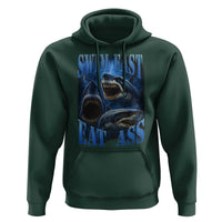 Retro Sharks Hoodie Swim Fast Eat Ass Vintage 90s Bootleg Graphic - Wonder Print Shop