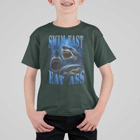 Retro Sharks T Shirt For Kid Swim Fast Eat Ass Vintage 90s Bootleg Graphic - Wonder Print Shop