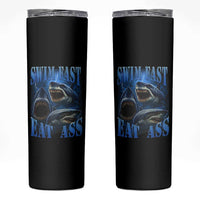 Retro Sharks Skinny Tumbler Swim Fast Eat Ass Vintage 90s Bootleg Graphic - Wonder Print Shop