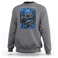 Retro Sharks Sweatshirt Swim Fast Eat Ass Vintage 90s Bootleg Graphic - Wonder Print Shop