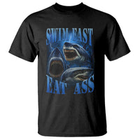 Retro Sharks T Shirt Swim Fast Eat Ass Vintage 90s Bootleg Graphic - Wonder Print Shop
