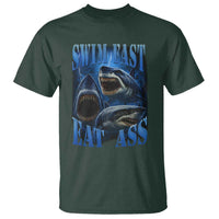Retro Sharks T Shirt Swim Fast Eat Ass Vintage 90s Bootleg Graphic - Wonder Print Shop