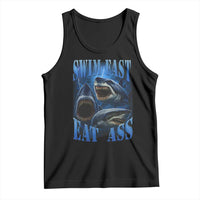 Retro Sharks Tank Top Swim Fast Eat Ass Vintage 90s Bootleg Graphic - Wonder Print Shop