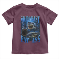 Retro Sharks Toddler T Shirt Swim Fast Eat Ass Vintage 90s Bootleg Graphic - Wonder Print Shop