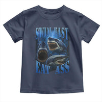 Retro Sharks Toddler T Shirt Swim Fast Eat Ass Vintage 90s Bootleg Graphic - Wonder Print Shop