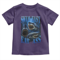 Retro Sharks Toddler T Shirt Swim Fast Eat Ass Vintage 90s Bootleg Graphic - Wonder Print Shop