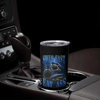 Retro Sharks Tumbler Cup Swim Fast Eat Ass Vintage 90s Bootleg Graphic - Wonder Print Shop