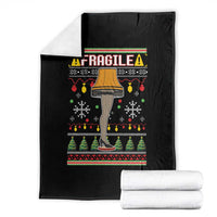Leg Lamp Ugly Christmas Throw Blanket Funny Xmas Movie Fragile - Wonder Print Shop