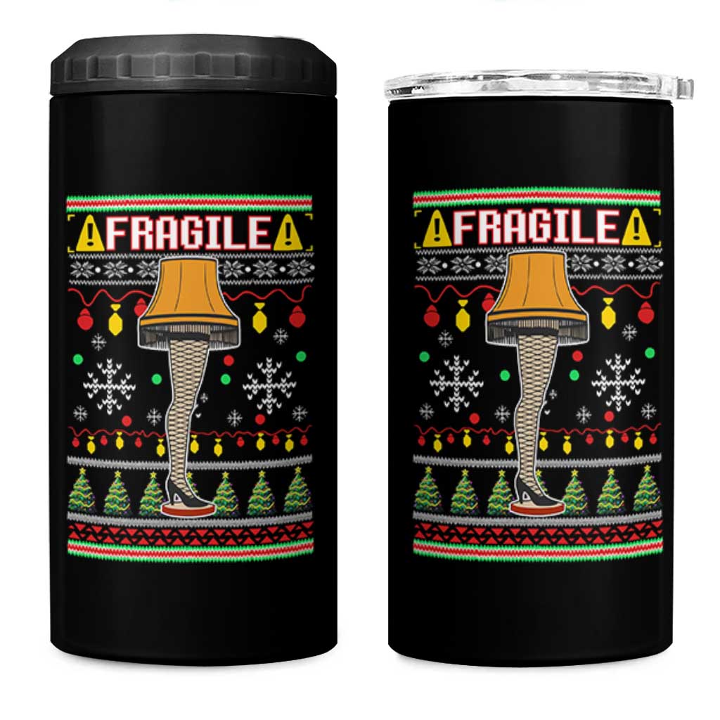 Leg Lamp Ugly Christmas 4 in 1 Can Cooler Tumbler Funny Xmas Movie Fragile - Wonder Print Shop
