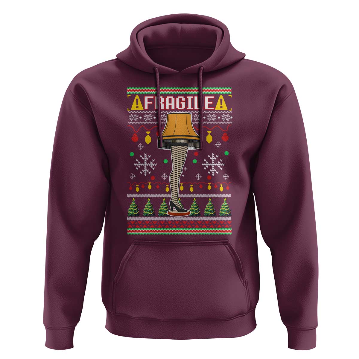 Leg Lamp Ugly Christmas Hoodie Funny Xmas Movie Fragile - Wonder Print Shop