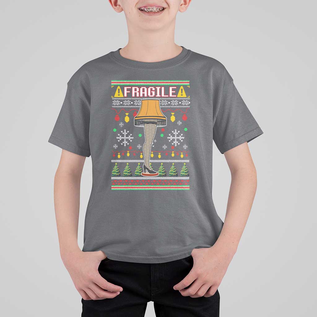 Leg Lamp Ugly Christmas T Shirt For Kid Funny Xmas Movie Fragile - Wonder Print Shop