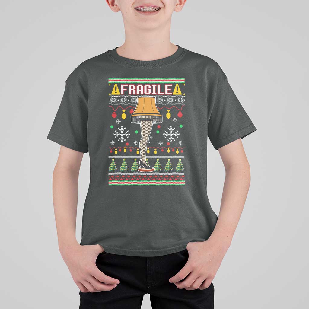 Leg Lamp Ugly Christmas T Shirt For Kid Funny Xmas Movie Fragile - Wonder Print Shop