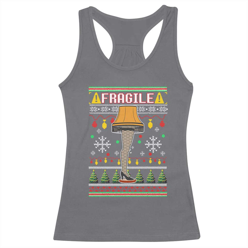 Leg Lamp Ugly Christmas Racerback Tank Top Funny Xmas Movie Fragile - Wonder Print Shop