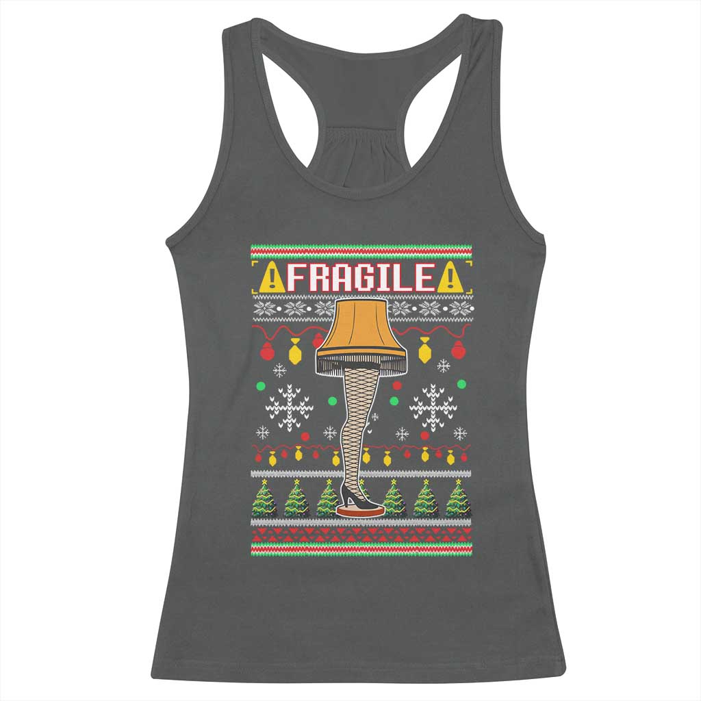 Leg Lamp Ugly Christmas Racerback Tank Top Funny Xmas Movie Fragile - Wonder Print Shop