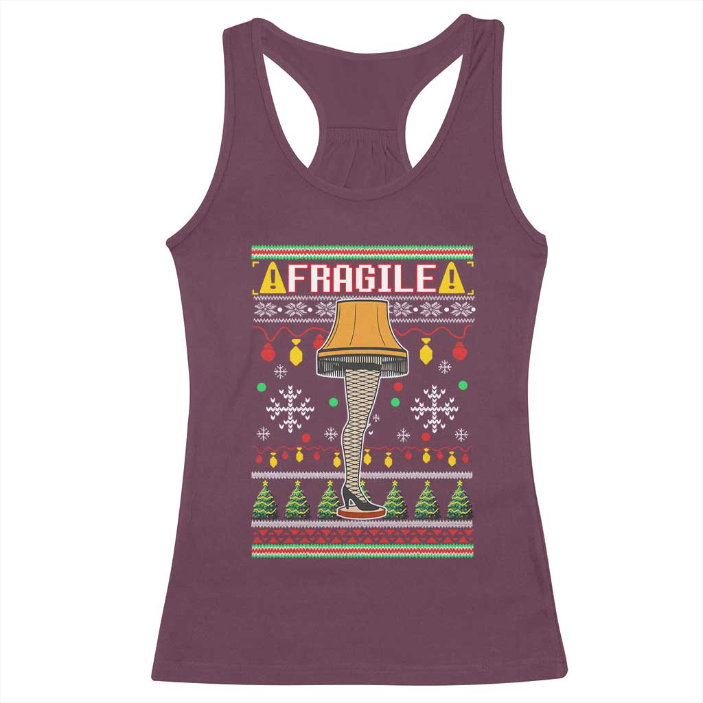 Leg Lamp Ugly Christmas Racerback Tank Top Funny Xmas Movie Fragile - Wonder Print Shop