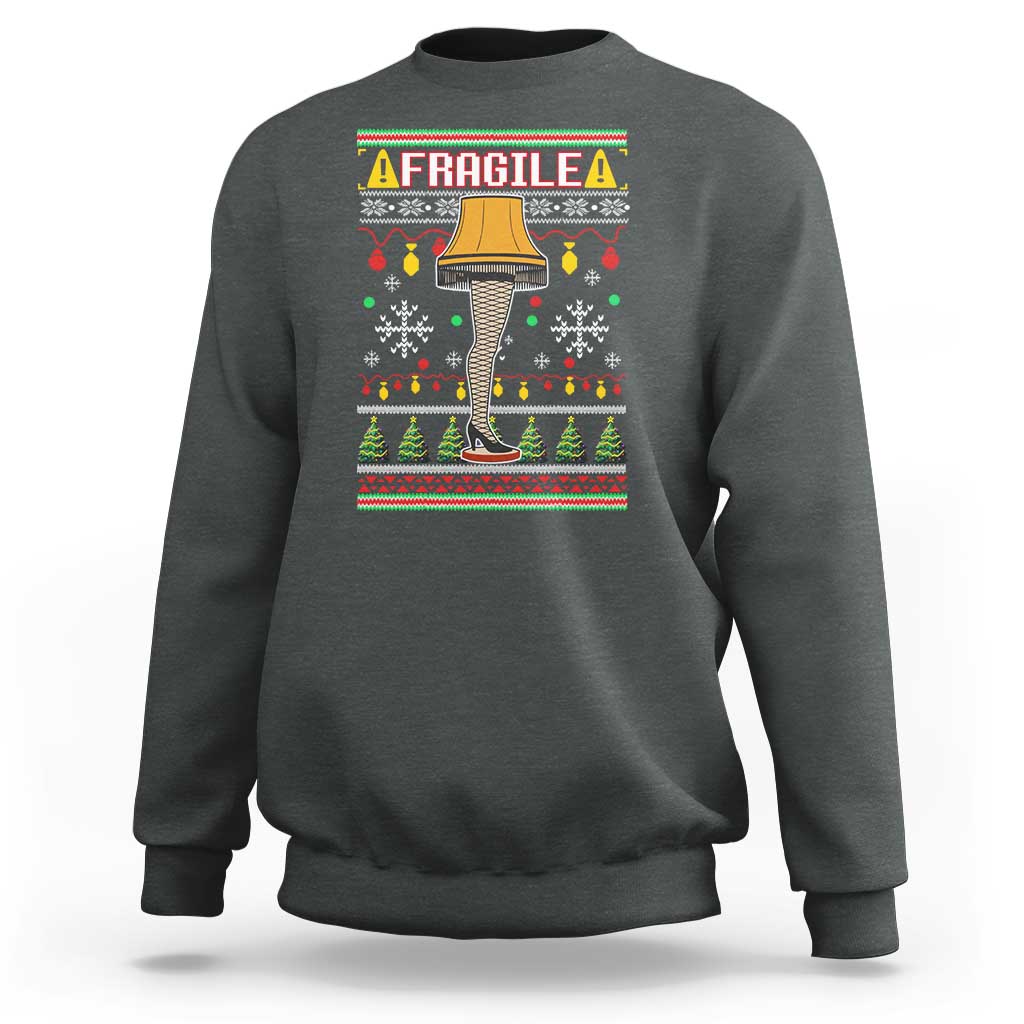 Leg Lamp Ugly Christmas Sweatshirt Funny Xmas Movie Fragile - Wonder Print Shop