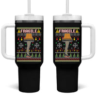 Leg Lamp Ugly Christmas Tumbler With Handle Funny Xmas Movie Fragile - Wonder Print Shop