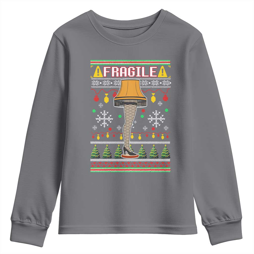 Leg Lamp Ugly Christmas Youth Sweatshirt Funny Xmas Movie Fragile - Wonder Print Shop