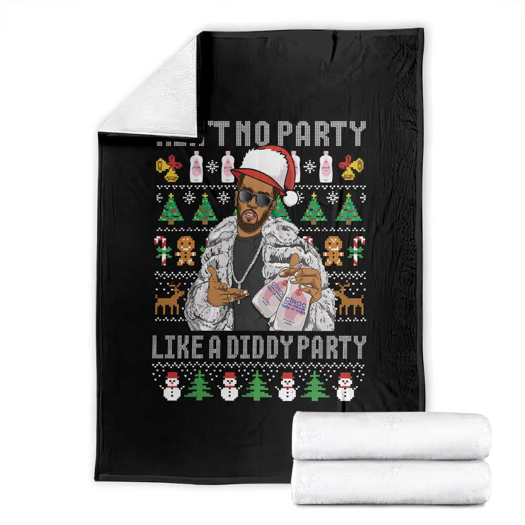 Funny Christmas Diddy Throw Blanket Aint No Party Like A Diddy Party Baby Oil Ugly Xmas - Wonder Print Shop