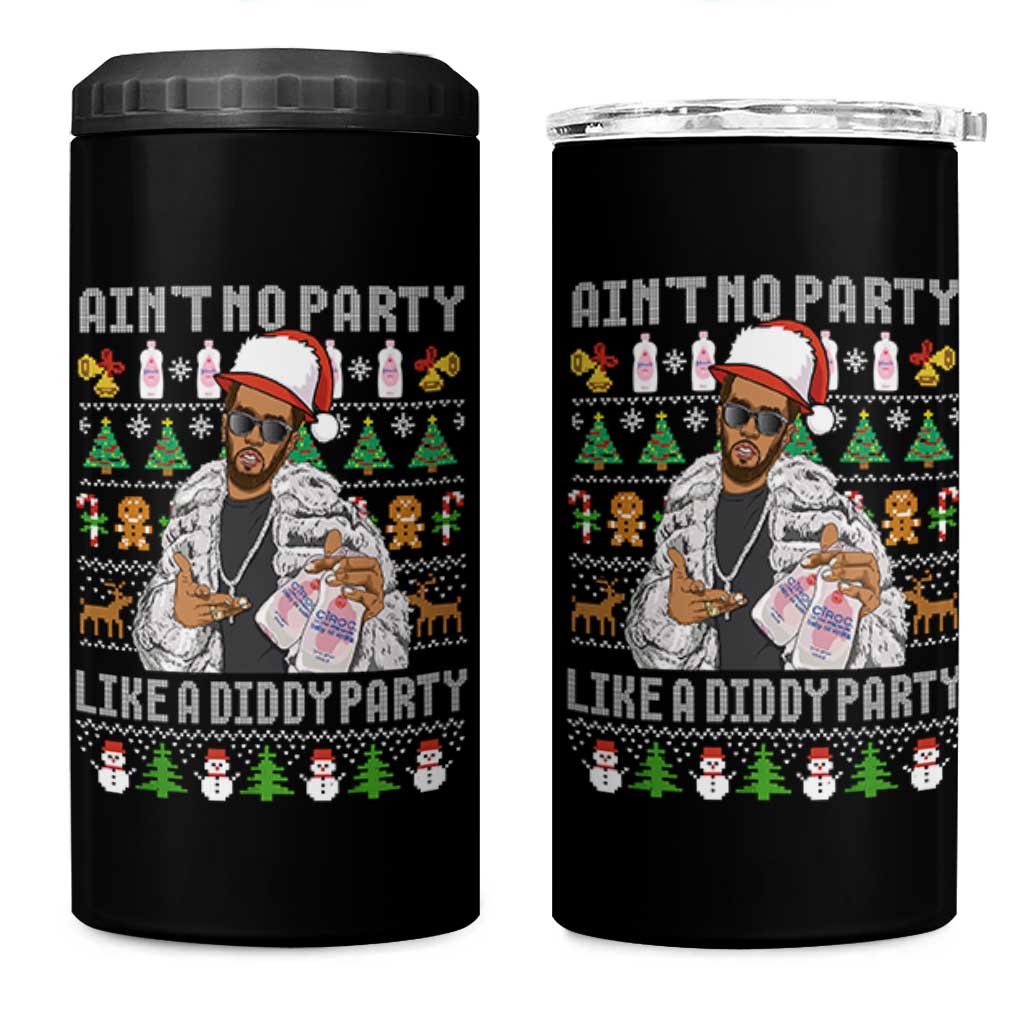 Funny Christmas Diddy 4 in 1 Can Cooler Tumbler Aint No Party Like A Diddy Party Baby Oil Ugly Xmas - Wonder Print Shop