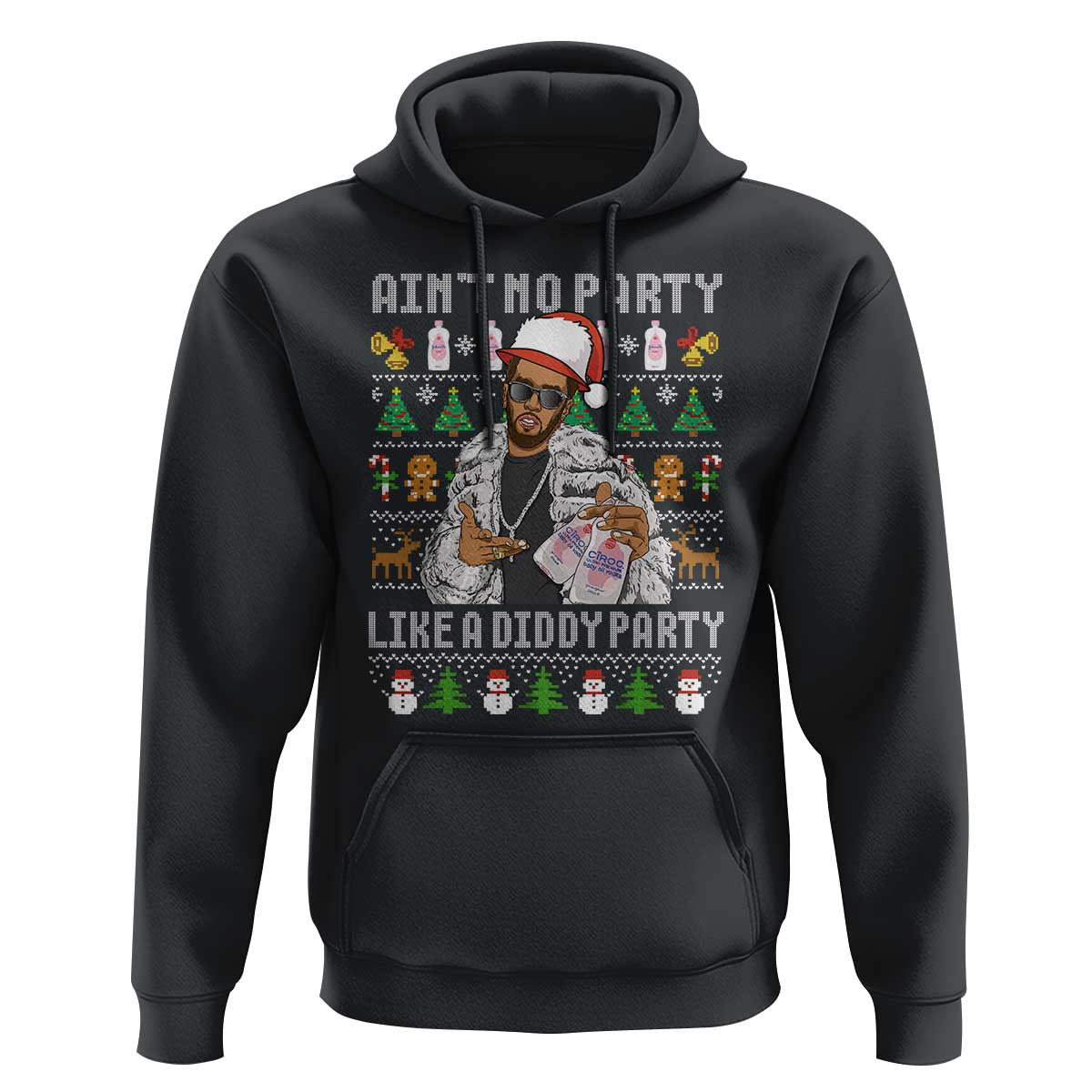 Funny Christmas Diddy Hoodie Aint No Party Like A Diddy Party Baby Oil Ugly Xmas - Wonder Print Shop