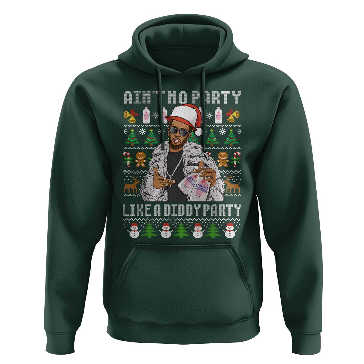 Funny Christmas Diddy Hoodie Aint No Party Like A Diddy Party Baby Oil Ugly Xmas - Wonder Print Shop