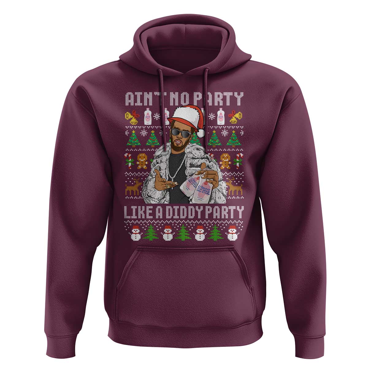 Funny Christmas Diddy Hoodie Aint No Party Like A Diddy Party Baby Oil Ugly Xmas - Wonder Print Shop