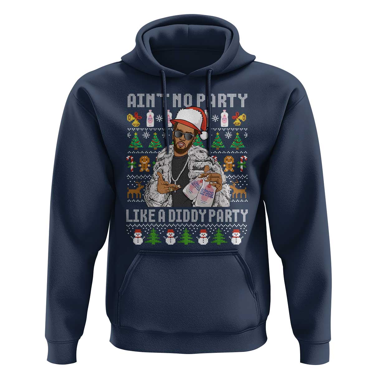 Funny Christmas Diddy Hoodie Aint No Party Like A Diddy Party Baby Oil Ugly Xmas - Wonder Print Shop