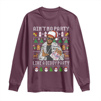 Funny Christmas Diddy Long Sleeve Shirt Aint No Party Like A Diddy Party Baby Oil Ugly Xmas - Wonder Print Shop