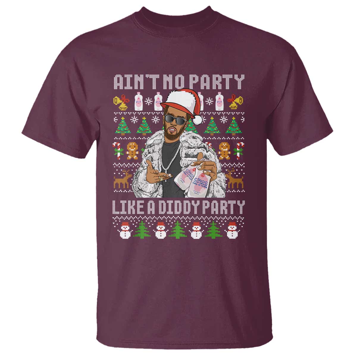 Funny Christmas Diddy T Shirt Aint No Party Like A Diddy Party Baby Oil Ugly Xmas - Wonder Print Shop