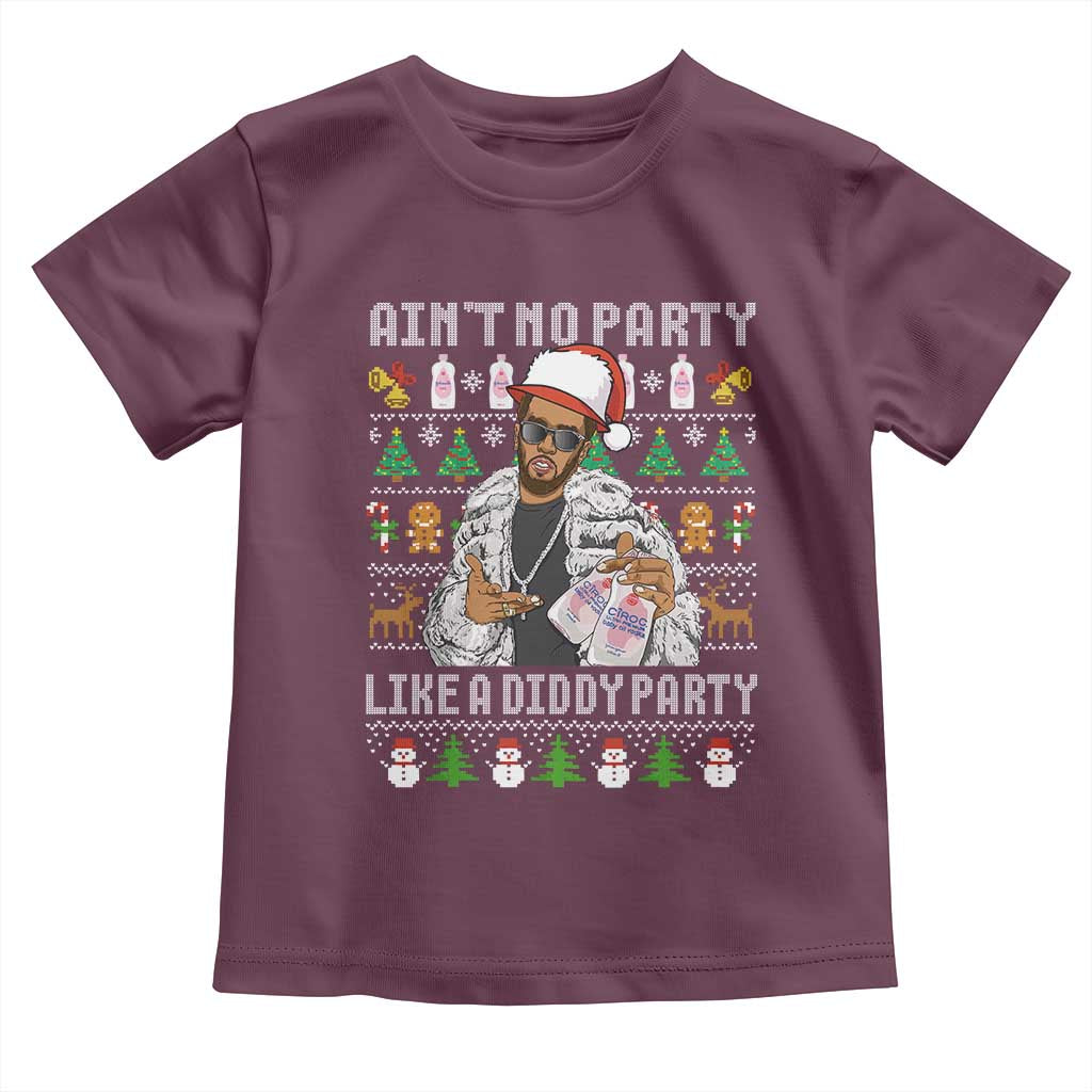 Funny Christmas Diddy Toddler T Shirt Aint No Party Like A Diddy Party Baby Oil Ugly Xmas - Wonder Print Shop