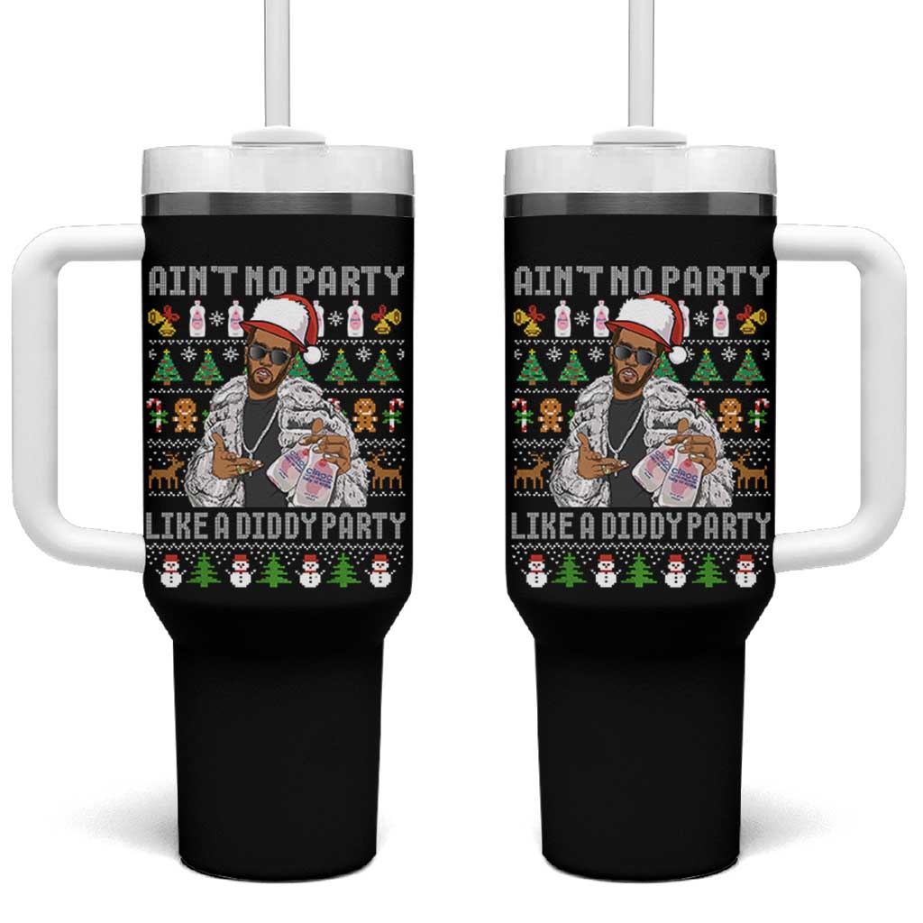 Funny Christmas Diddy Tumbler With Handle Aint No Party Like A Diddy Party Baby Oil Ugly Xmas - Wonder Print Shop
