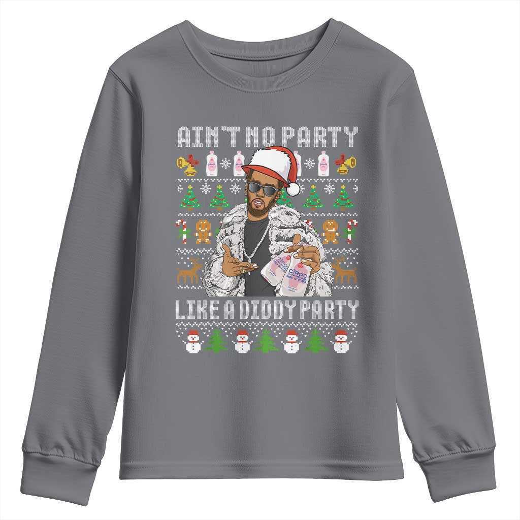 Funny Christmas Diddy Youth Sweatshirt Aint No Party Like A Diddy Party Baby Oil Ugly Xmas - Wonder Print Shop