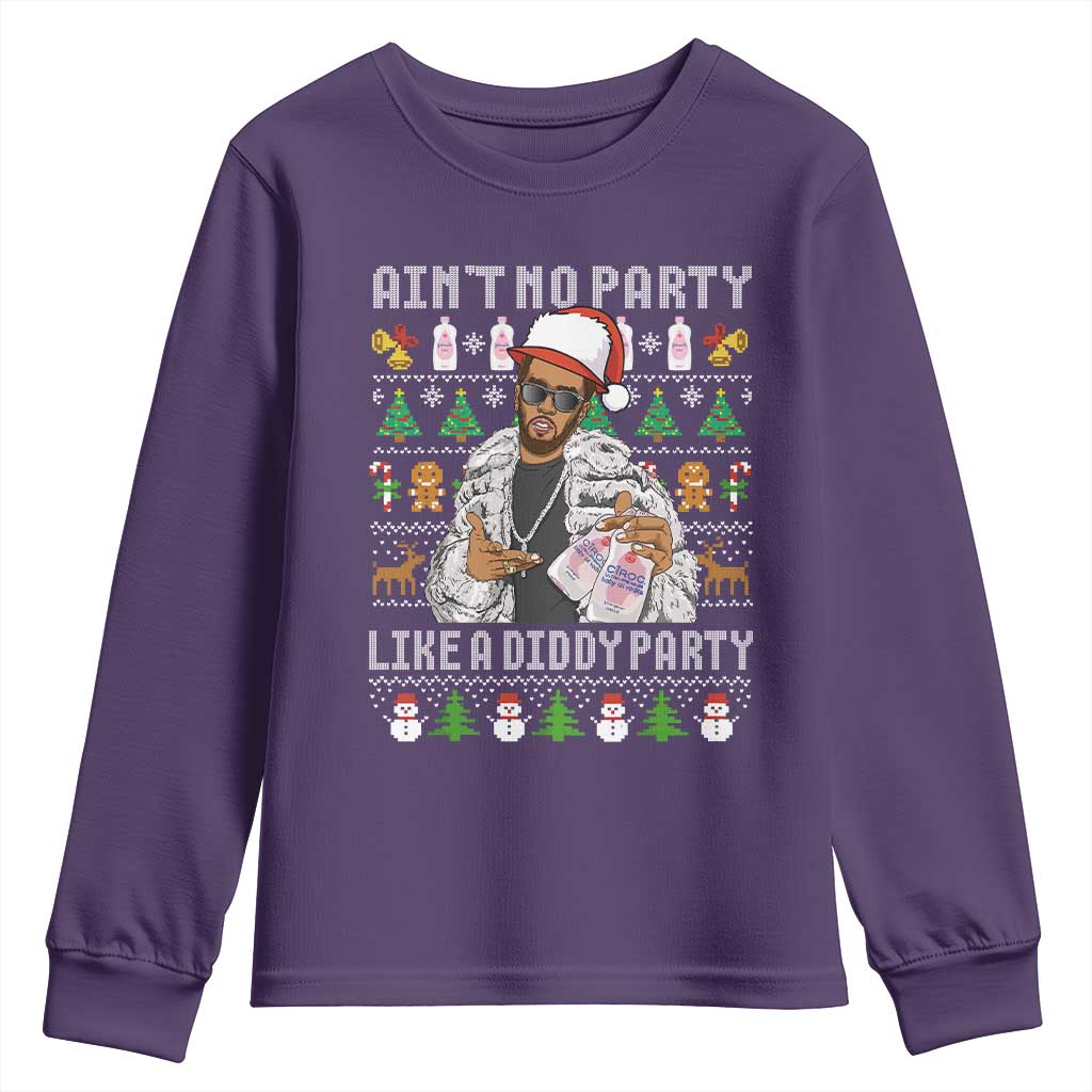 Funny Christmas Diddy Youth Sweatshirt Aint No Party Like A Diddy Party Baby Oil Ugly Xmas - Wonder Print Shop