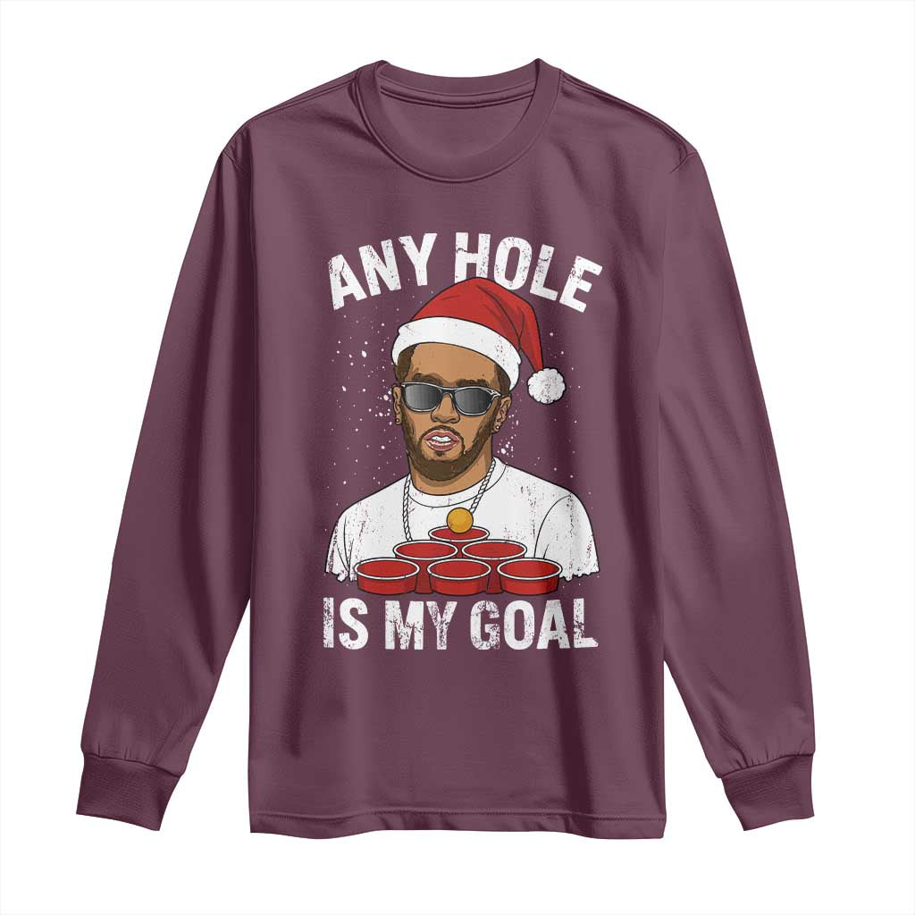 Funny Christmas Diddy Long Sleeve Shirt Any Hole is My Goal - Wonder Print Shop