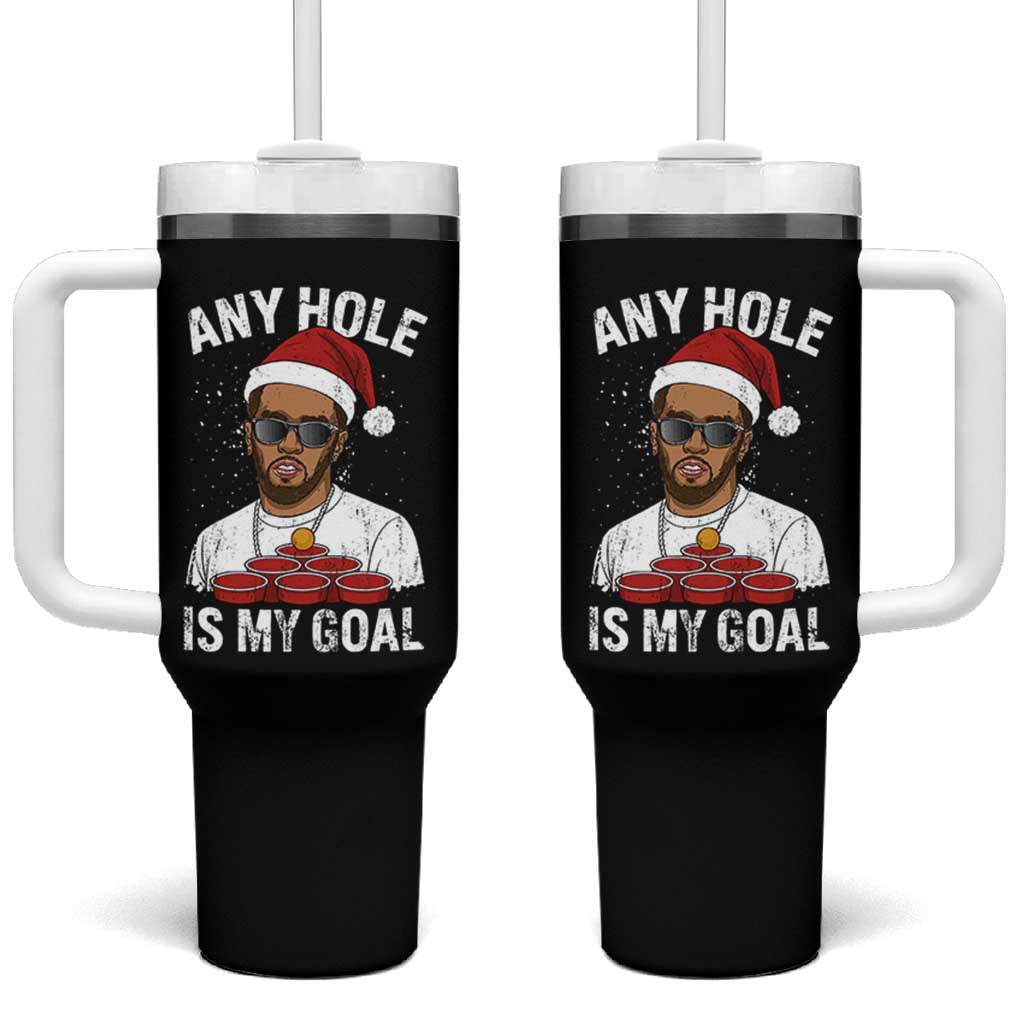 Funny Christmas Diddy Tumbler With Handle Any Hole is My Goal - Wonder Print Shop