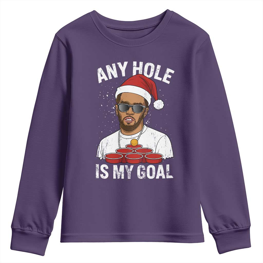 Funny Christmas Diddy Youth Sweatshirt Any Hole is My Goal - Wonder Print Shop