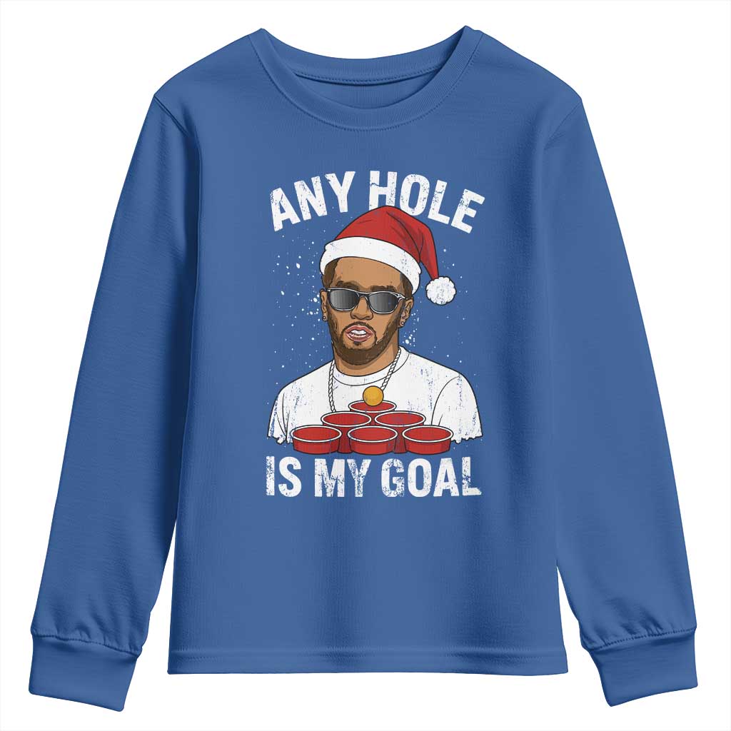 Funny Christmas Diddy Youth Sweatshirt Any Hole is My Goal - Wonder Print Shop