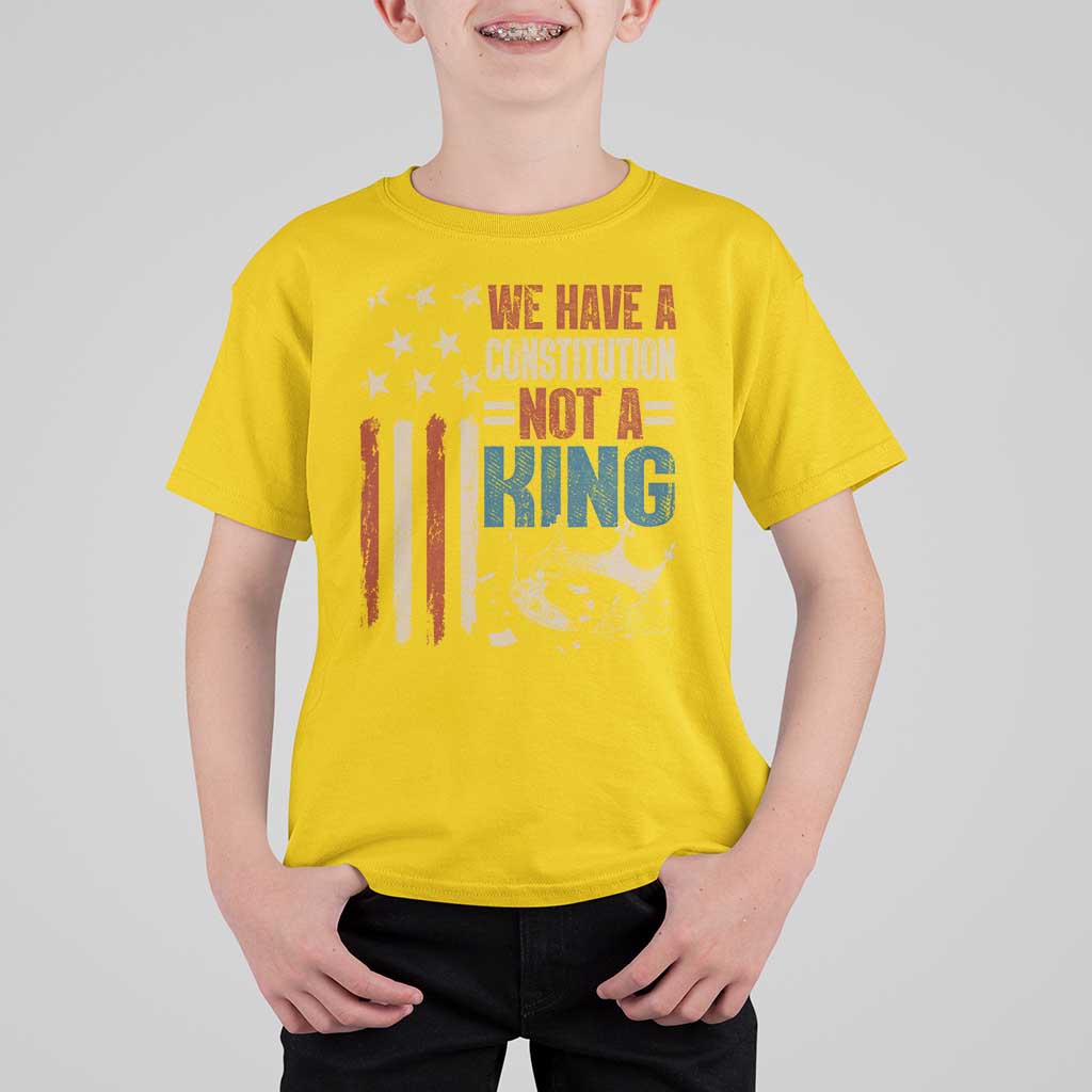 No Kings Protest T Shirt For Kid We Have A Constitution Not A King American Flag - Wonder Print Shop