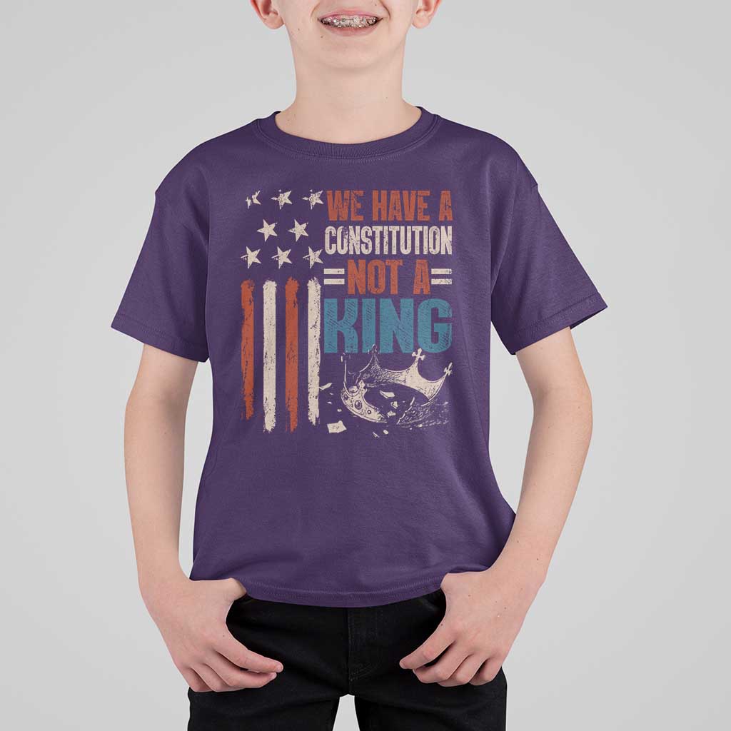 No Kings Protest T Shirt For Kid We Have A Constitution Not A King American Flag - Wonder Print Shop