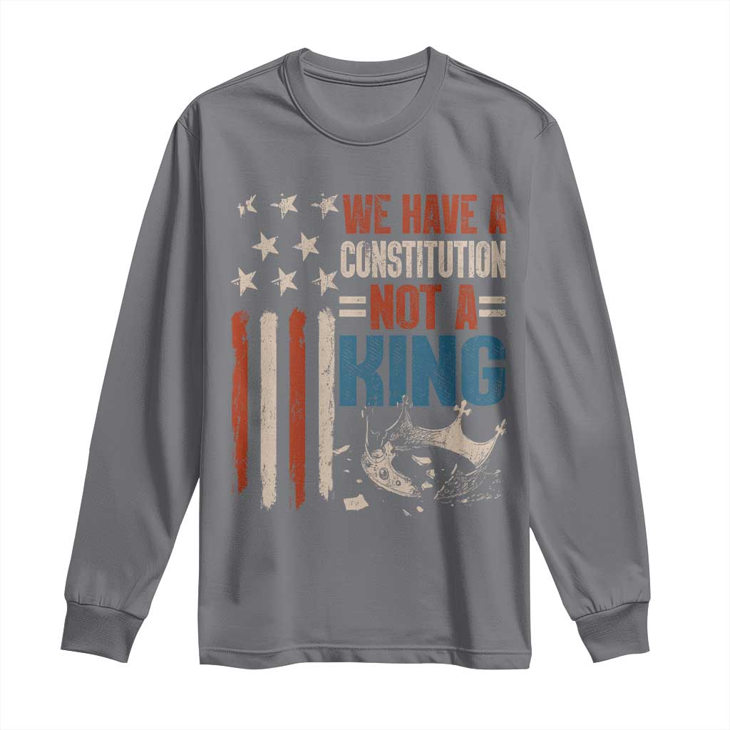 No Kings Protest Long Sleeve Shirt We Have A Constitution Not A King American Flag - Wonder Print Shop