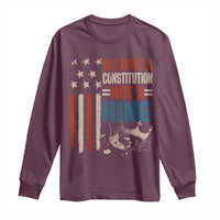 No Kings Protest Long Sleeve Shirt We Have A Constitution Not A King American Flag - Wonder Print Shop