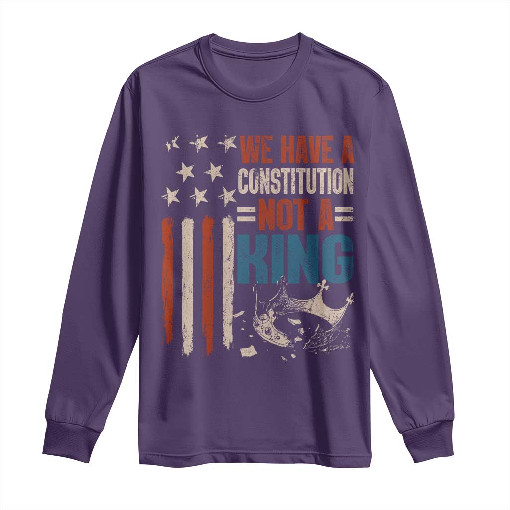No Kings Protest Long Sleeve Shirt We Have A Constitution Not A King American Flag - Wonder Print Shop
