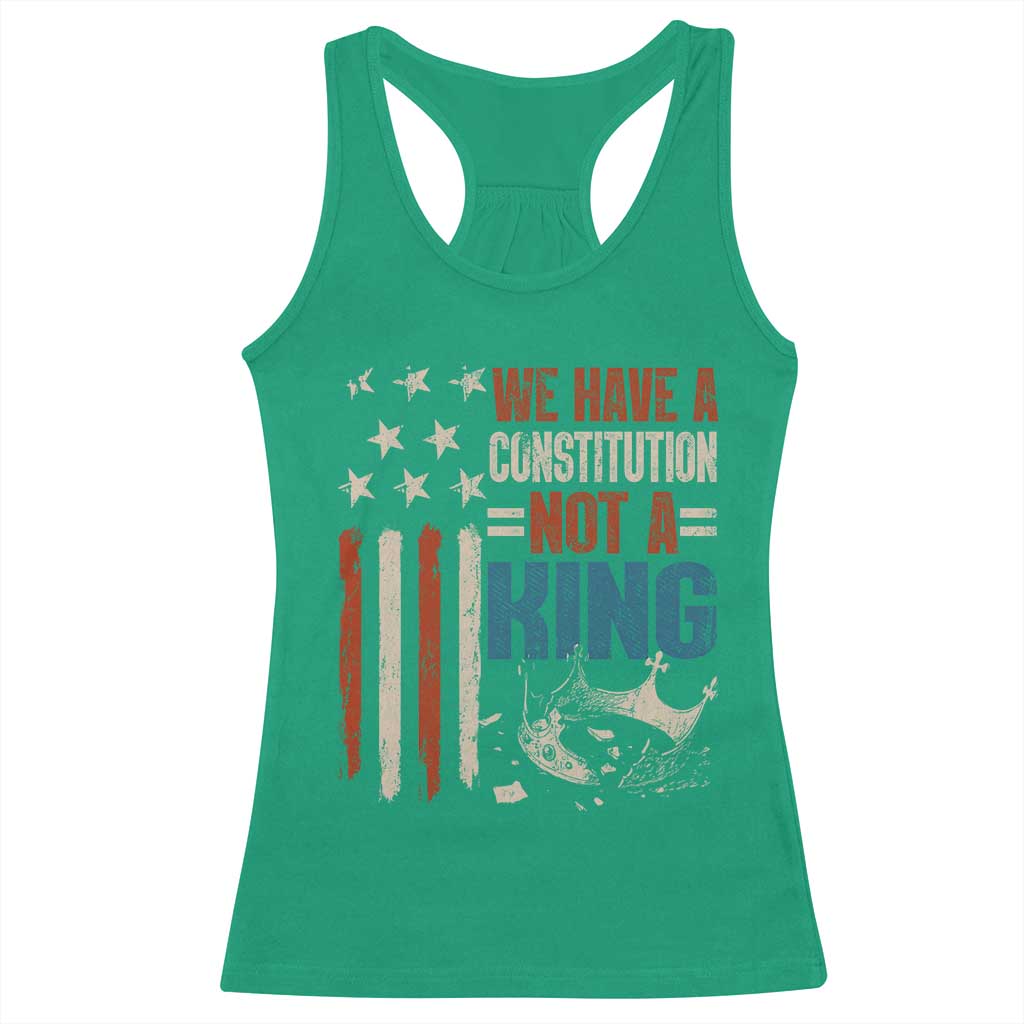 No Kings Protest Racerback Tank Top We Have A Constitution Not A King American Flag - Wonder Print Shop