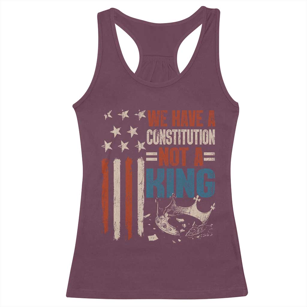 No Kings Protest Racerback Tank Top We Have A Constitution Not A King American Flag - Wonder Print Shop