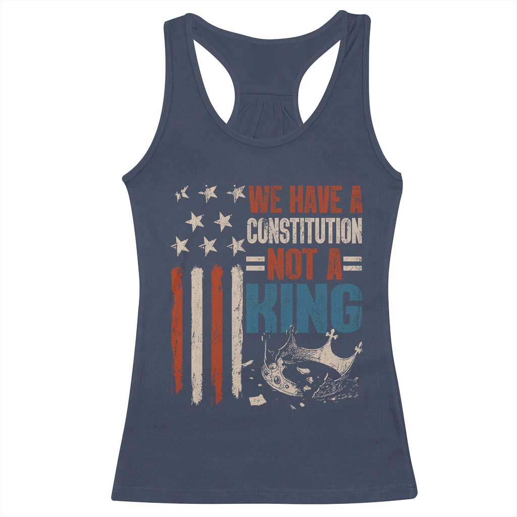 No Kings Protest Racerback Tank Top We Have A Constitution Not A King American Flag - Wonder Print Shop