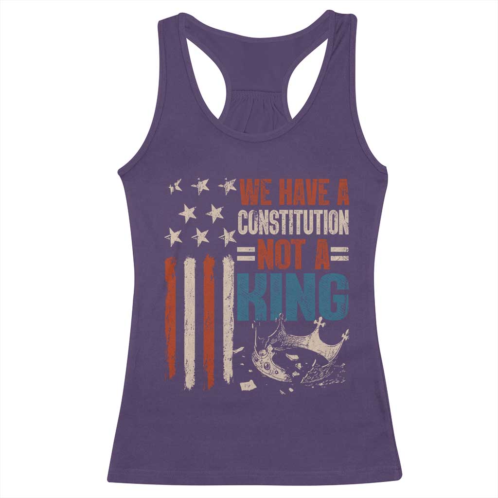 No Kings Protest Racerback Tank Top We Have A Constitution Not A King American Flag - Wonder Print Shop